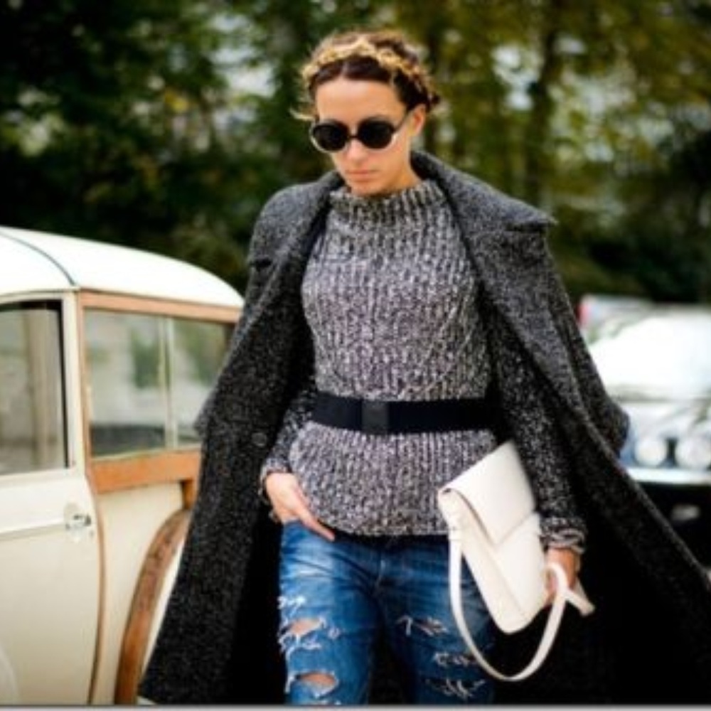 Zara Black & White Peplum Sweater